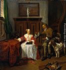 Gabriel Metsu The Hunter's Present painting